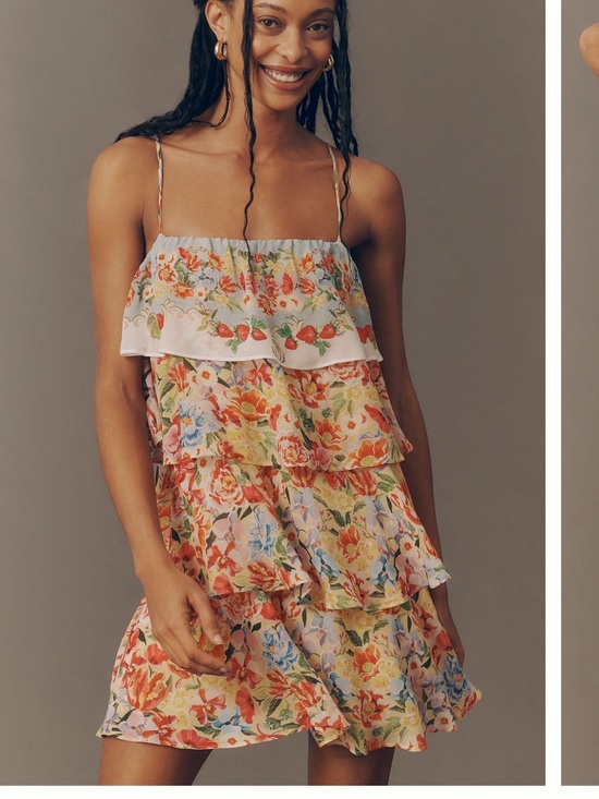 FARM Rio Dresses & Skirts - NWT Farm Rio x Anthropologie Tiered Ruffle Mini Dress Garden Terrace Pink Medium